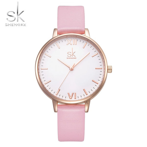 Shengke Top Brand Fashion Ladies Wristwatches Leather Female Quartz Wristwatch Women Thin Casual Strap Wristwatch  Mujer Marble Dial SK-kopara2trade.myshopify.com-Watch