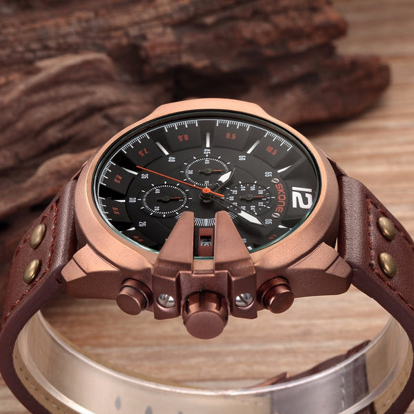 SKONE Wristwatches Men Military Waterproof Leather Auto Date Quartz Wristwatch Sport Male Chronograph Wristwatch-kopara2trade.myshopify.com-