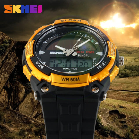 SKMEI SOLAR POWER Men Sports Wristwatches LED Digital Quartz Wristwatch 5ATM Waterproof Outdoor Dress Solar Wristwatches Military Wristwatch Solar-kopara2trade.myshopify.com-