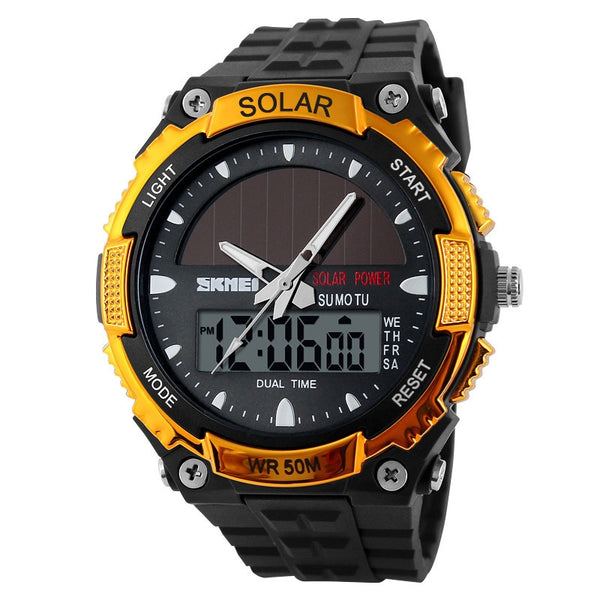 SKMEI SOLAR POWER Men Sports Wristwatches LED Digital Quartz Wristwatch 5ATM Waterproof Outdoor Dress Solar Wristwatches Military Wristwatch Solar-kopara2trade.myshopify.com-