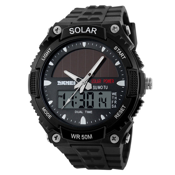 SKMEI SOLAR POWER Men Sports Wristwatches LED Digital Quartz Wristwatch 5ATM Waterproof Outdoor Dress Solar Wristwatches Military Wristwatch Solar-kopara2trade.myshopify.com-