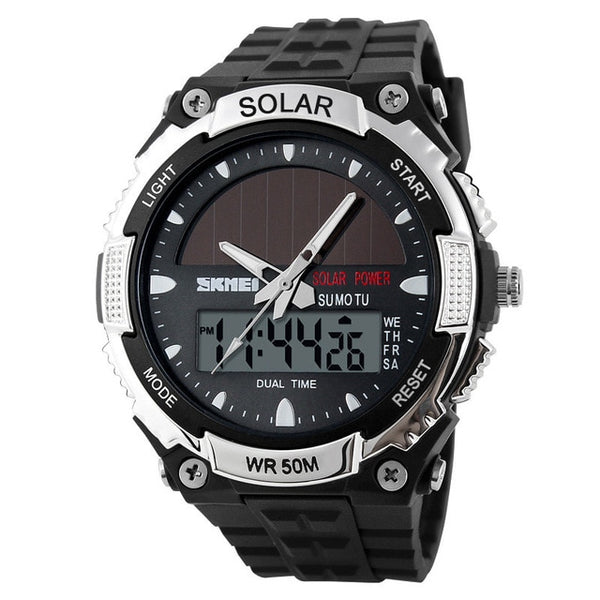 SKMEI SOLAR POWER Men Sports Wristwatches LED Digital Quartz Wristwatch 5ATM Waterproof Outdoor Dress Solar Wristwatches Military Wristwatch Solar-kopara2trade.myshopify.com-