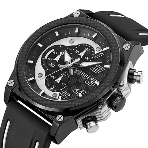 MEGIR Quartz Men Sport Wristwatch Big Dials Silicone Strap Army Military Wristwatches Men Chronograph Wristwatches-kopara2trade.myshopify.com-