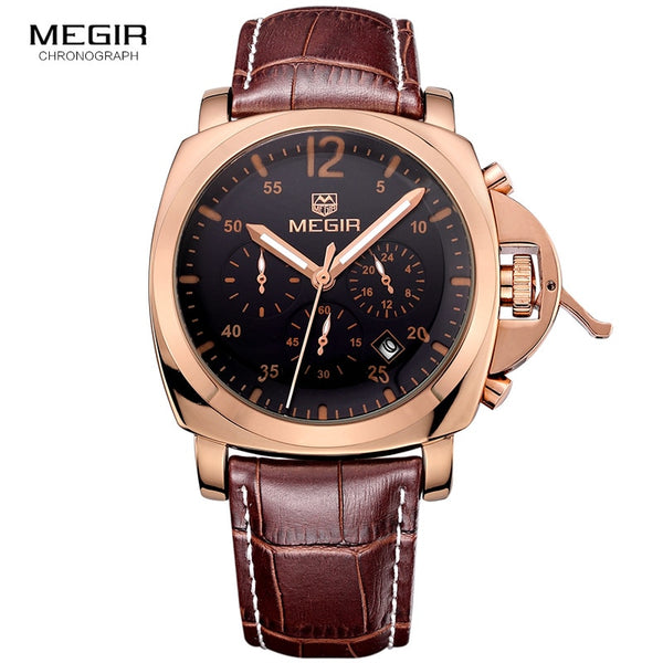 Megir 3006 mens fashion quartz watch waterproof wristwatch genuine leather strap watches man free shipping-kopara2trade.myshopify.com-