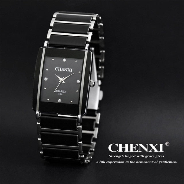 CHENXI Brand Lady Wristwatch Elegant Black Ceramics Simple Minimalism Small Narrow Quartz Casual Wristwatch Woman Rhinestone Wristwatch-kopara2trade.myshopify.com-