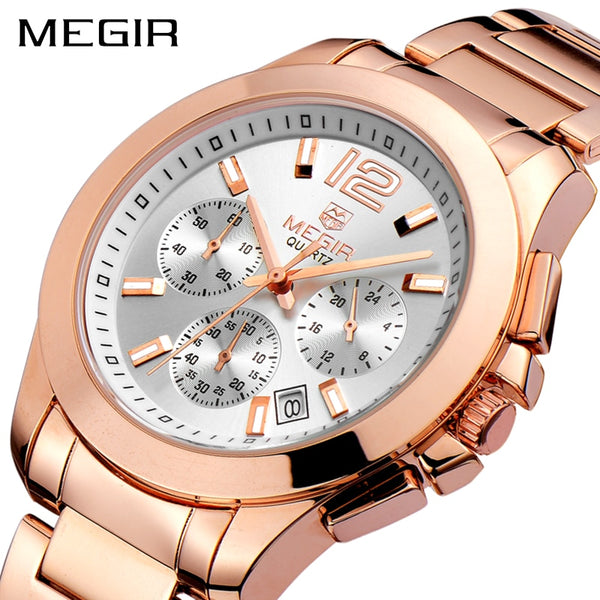 MEGIR Original Men Wristwatch Stainless Steel Business Quartz Wristwatches Calendar Wrist Wristwatch  Men-kopara2trade.myshopify.com-