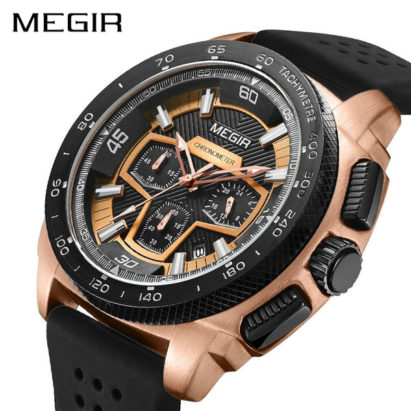 MEGIR Chronograph Men Sport Wristwatch Fashion Silicone Army Military Wristwatches  Quartz Wrist Wristwatch  Men 2056-kopara2trade.myshopify.com-