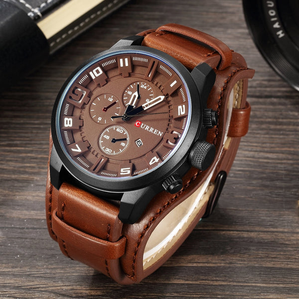 New CURREN Top Brand Luxury Mens Wristwatches Male Date Sport Military  Leather Strap Quartz Business Men Wristwatch Gift 8225-kopara2trade.myshopify.com-Watch