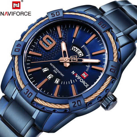 Top Brand NAVIFORCE Luxury Men Fashion Sports Wristwatches Men's Quartz Date Clock Man Stainless Steel Wrist Wristwatch-kopara2trade.myshopify.com-