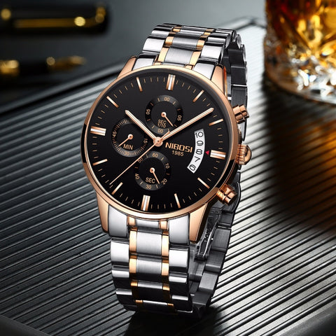 Rose Gold Color  NIBOSI Men Wristwatch Luxury Top Brand Men's Wristwatch Fashion Dress New Military Quartz Wristwatch Hot  Male Sport NIBOSI-kopara2trade.myshopify.com-Watch