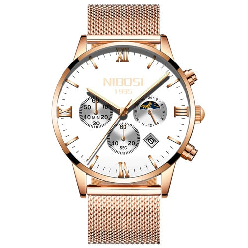 Rose Gold Color  NIBOSI Men Wristwatch Luxury Top Brand Men's Wristwatch Fashion Dress New Military Quartz Wristwatch Hot  Male Sport NIBOSI-kopara2trade.myshopify.com-Watch