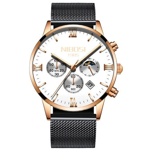 Rose Gold Color  NIBOSI Men Wristwatch Luxury Top Brand Men's Wristwatch Fashion Dress New Military Quartz Wristwatch Hot  Male Sport NIBOSI-kopara2trade.myshopify.com-Watch