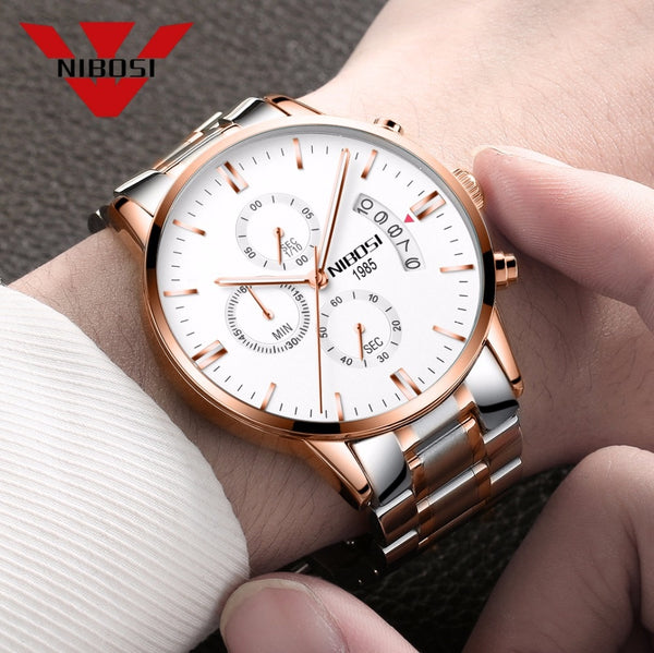 Rose Gold Color  NIBOSI Men Wristwatch Luxury Top Brand Men's Wristwatch Fashion Dress New Military Quartz Wristwatch Hot  Male Sport NIBOSI-kopara2trade.myshopify.com-Watch