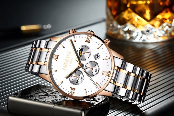 Rose Gold Color  NIBOSI Men Wristwatch Luxury Top Brand Men's Wristwatch Fashion Dress New Military Quartz Wristwatch Hot  Male Sport NIBOSI-kopara2trade.myshopify.com-Watch