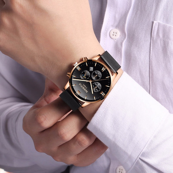 Rose Gold Color  NIBOSI Men Wristwatch Luxury Top Brand Men's Wristwatch Fashion Dress New Military Quartz Wristwatch Hot  Male Sport NIBOSI-kopara2trade.myshopify.com-Watch