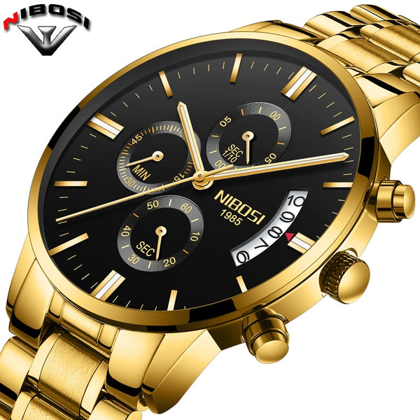 NIBOSI Gold Quartz Wristwatch Top Brand Luxury Men Wristwatches Fashion Man Wristwatches Stainless Steel   Saatler-kopara2trade.myshopify.com-Watch