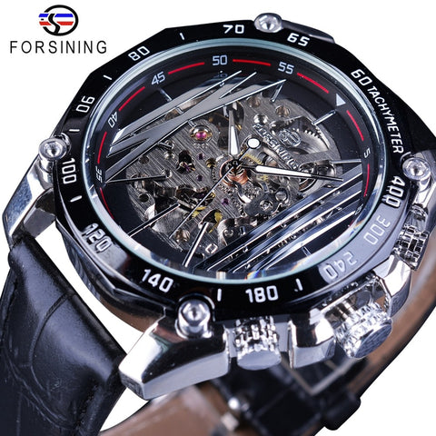 Forsining Mechanical Steampunk Series Men Military Sport Wristwatch Transparent Skeleton Dial Automatic Wristwatch Top Brand Luxury-kopara2trade.myshopify.com-Watch