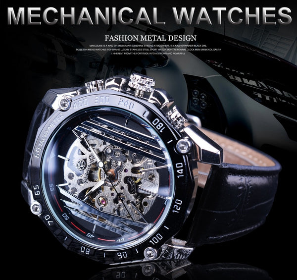Forsining Mechanical Steampunk Series Men Military Sport Wristwatch Transparent Skeleton Dial Automatic Wristwatch Top Brand Luxury-kopara2trade.myshopify.com-Watch