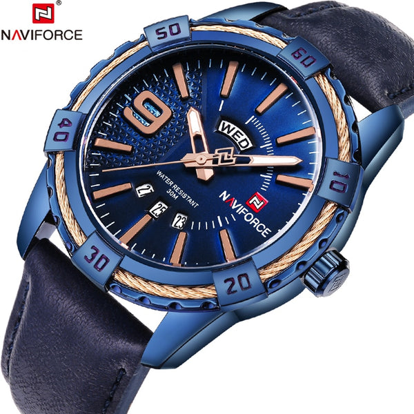 New NAVIFORCE Sport Quartz Wristwatch Waterproof Mens Wristwatches Top Brand Luxury Genuine Leather Date Week-kopara2trade.myshopify.com-Watch