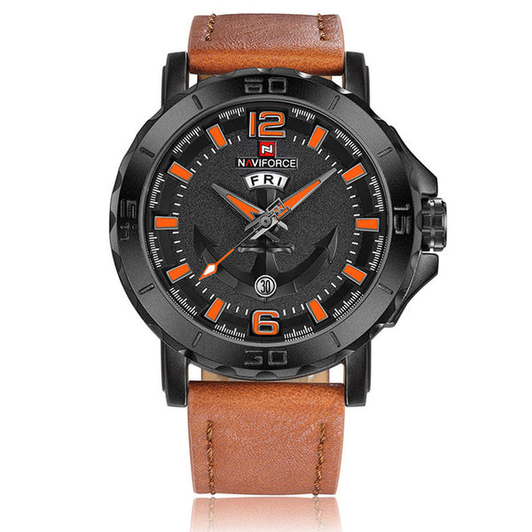 New Top Luxury Brand Naviforce Leather Strap Sports Wristwatches Men Quartz Sports Military  Wristwatch-kopara2trade.myshopify.com-Watch