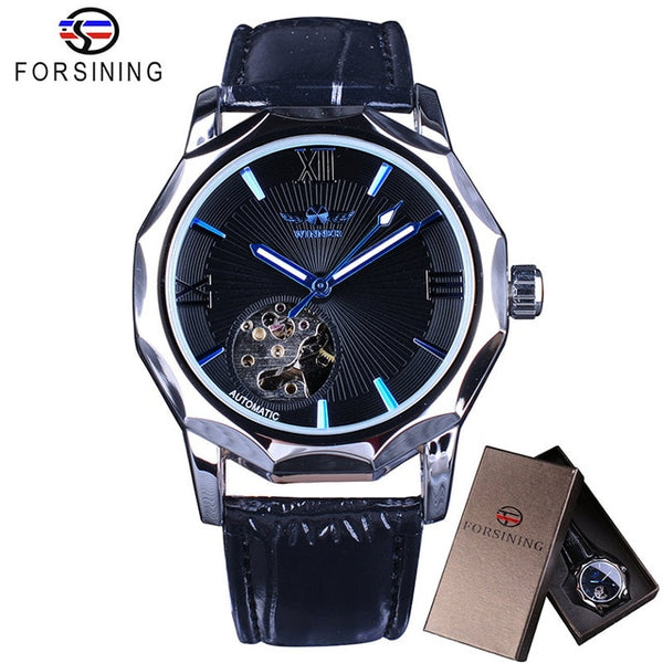 Winner Blue Ocean Geometry Design Transparent Skeleton Dial Mens Wristwatch Top Brand Luxury Automatic Fashion Mechanical Wristwatch-kopara2trade.myshopify.com-Watch