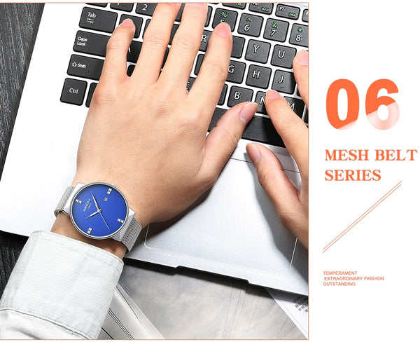 NIBOSI  New Fashion Simple Wristwatch Slim Mesh Band Mens Dress Wristwatches Top Brand Luxury Male   Quartz Wristwatch-kopara2trade.myshopify.com-Watch