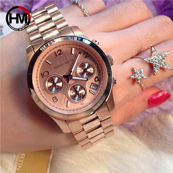Classic  Hannah Martin Women Rose Gold Top Brand Luxury Laides Dress Business Fashion Casual Waterproof Wristwatches Quartz Calendar Wristwatch-kopara2trade.myshopify.com-