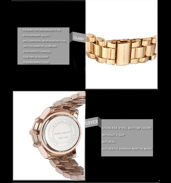 Classic  Hannah Martin Women Rose Gold Top Brand Luxury Laides Dress Business Fashion Casual Waterproof Wristwatches Quartz Calendar Wristwatch-kopara2trade.myshopify.com-