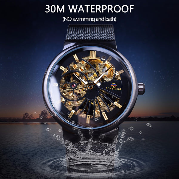 Forsining Fashion Luxury Thin Case Unisex Design Waterproof Mens Samll Dial Wristwatches Top Brand Luxury Mechanical Skeleton Wristwatches-kopara2trade.myshopify.com-Watch