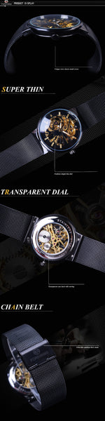 Forsining Fashion Luxury Thin Case Unisex Design Waterproof Mens Samll Dial Wristwatches Top Brand Luxury Mechanical Skeleton Wristwatches-kopara2trade.myshopify.com-Watch