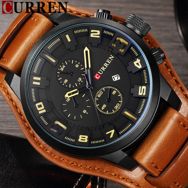 CURREN Date Men Wristwatch Top Luxury Brand Sport Military Business Casual Male Leather Band  Quartz Mens Wristwatches-kopara2trade.myshopify.com-Watch