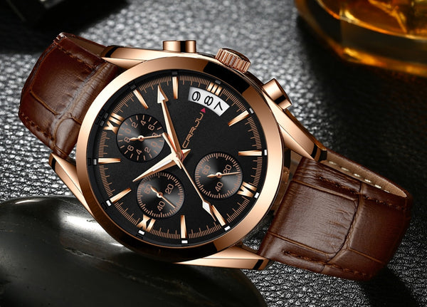 CRRJU Wristwatch Men Sport Quartz Fashion Leather Wristwatches Mens Wristwatches Top Brand Luxury Chronograph Business Wristwatch-kopara2trade.myshopify.com-Watch