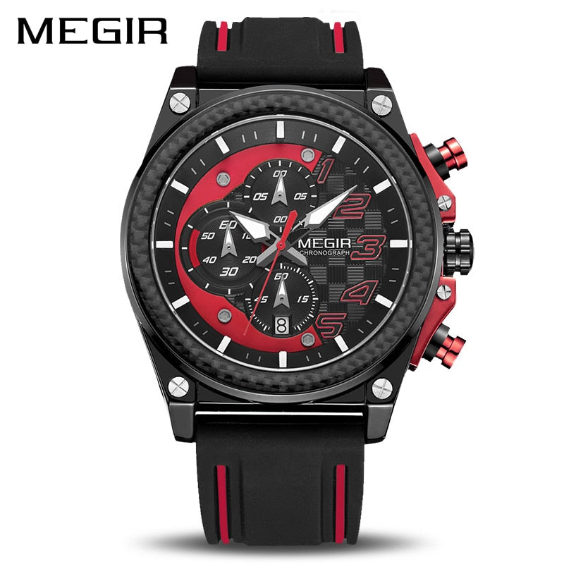 MEGIR Army Military Wristwatches Fashion Chronograph Men Sport Wristwatch Silicone Strap Quartz Wristwatches  Men-kopara2trade.myshopify.com-