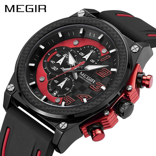 MEGIR Army Military Wristwatches Fashion Chronograph Men Sport Wristwatch Silicone Strap Quartz Wristwatches  Men-kopara2trade.myshopify.com-