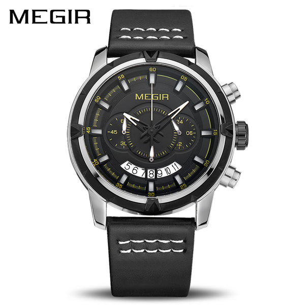 MEGIR Sport Men Quartz Wristwatch Multifunction Chronograph Fashion Wrist Wristwatches  Men  with Leather Strap 2047-kopara2trade.myshopify.com-