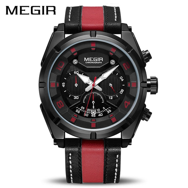 MEGIR Chronograph Sport Wristwatch Men Quartz Wristwatches  Fashion Leather Army Military Wristwatches Hour Time-kopara2trade.myshopify.com-