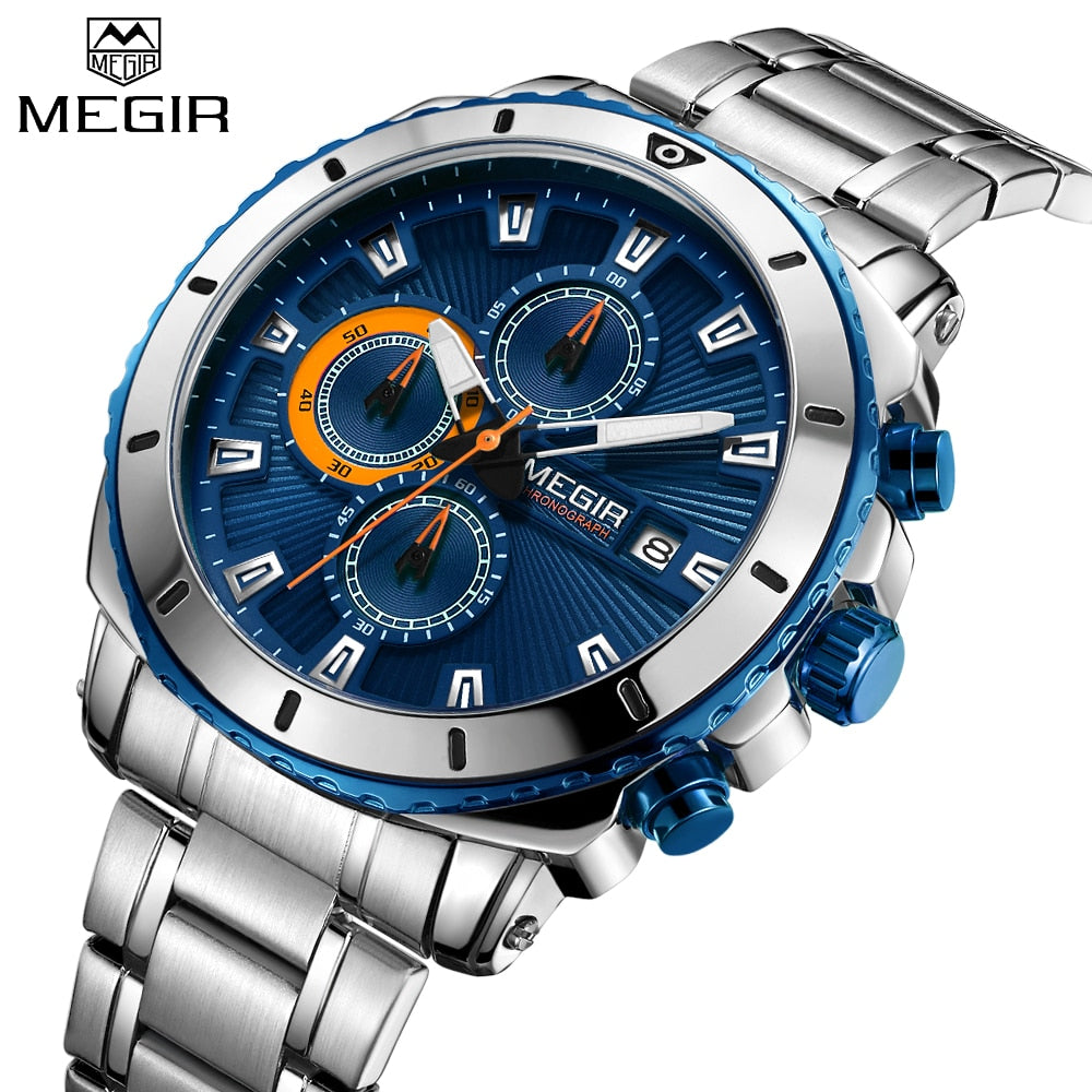 MEGIR Sport Wristwatch Men Luxury Brand Quartz Wristwatch Date Chronograph Waterproof Steel Strap Male Wristwatches-kopara2trade.myshopify.com-Watch