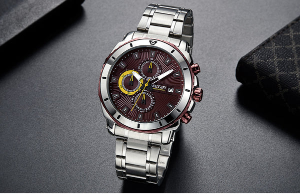 MEGIR Sport Wristwatch Men Luxury Brand Quartz Wristwatch Date Chronograph Waterproof Steel Strap Male Wristwatches-kopara2trade.myshopify.com-Watch
