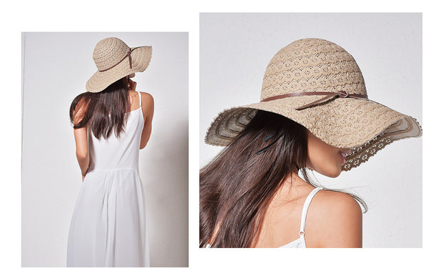 FURTALK Summer Hats for Women Fashion Design Women Beach Sun Hat Foldable Brimmed Straw Hat-kopara2trade.myshopify.com-