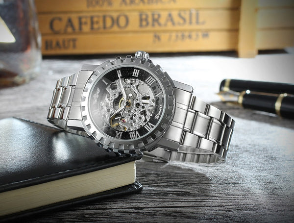 FORSINING Men's New Trendy Skeleton Automatic Movement Fashion Accessories Wristwatch with Stainless Steel Bracelet WRG8036M4-kopara2trade.myshopify.com-Watch