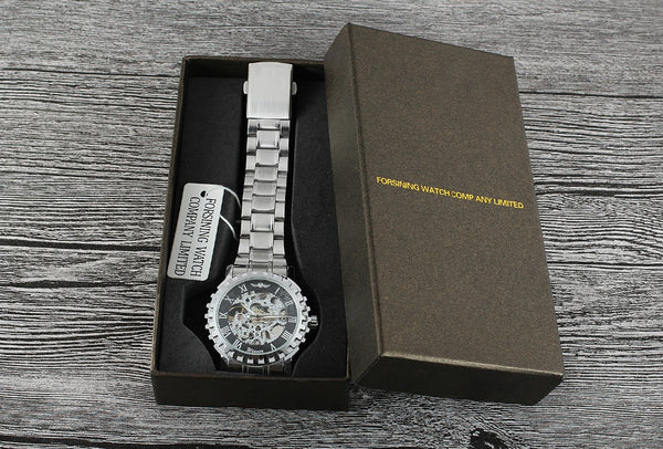 FORSINING Men's New Trendy Skeleton Automatic Movement Fashion Accessories Wristwatch with Stainless Steel Bracelet WRG8036M4-kopara2trade.myshopify.com-Watch