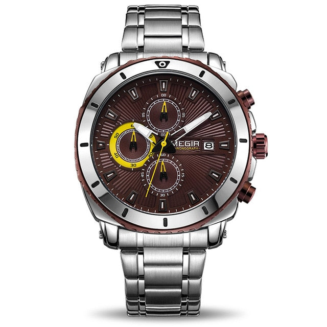MEGIR Top Brand Luxury Men Quartz Wristwatch with Stainless Steel Band Chronograph Business Wrist Wristwatches Men-kopara2trade.myshopify.com-