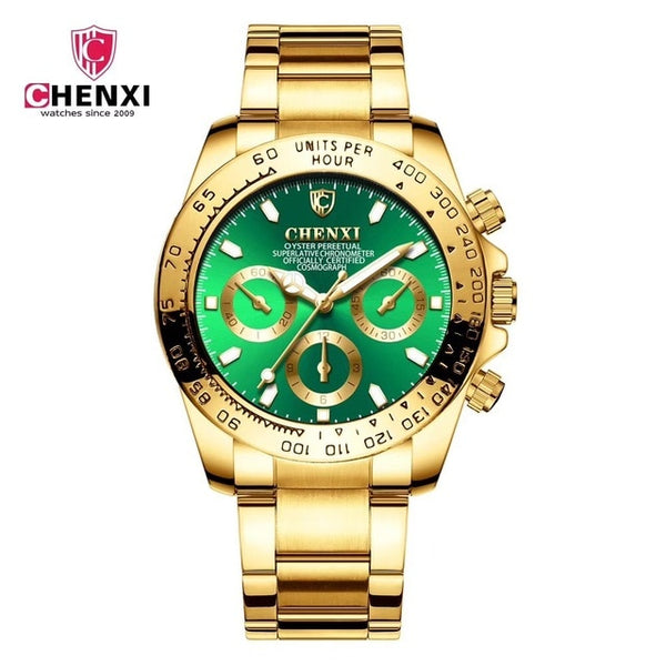 Fashion Luxury Top Brand CHENXI Men's Gold Wristwatch Black Stylish 30 Meter Waterproof Luminous Hands Casual Male Golden Wristwatch-kopara2trade.myshopify.com-Watch