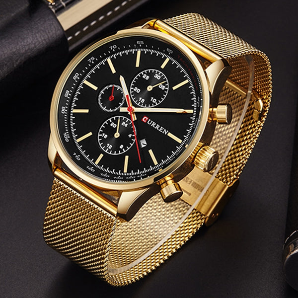 New CURREN Gold Quartz Wristwatches Men Fashion Casual Top Brand Luxury Wrist Wristwatches Wristwatch Male Military Army Sport Steel-kopara2trade.myshopify.com-Watch