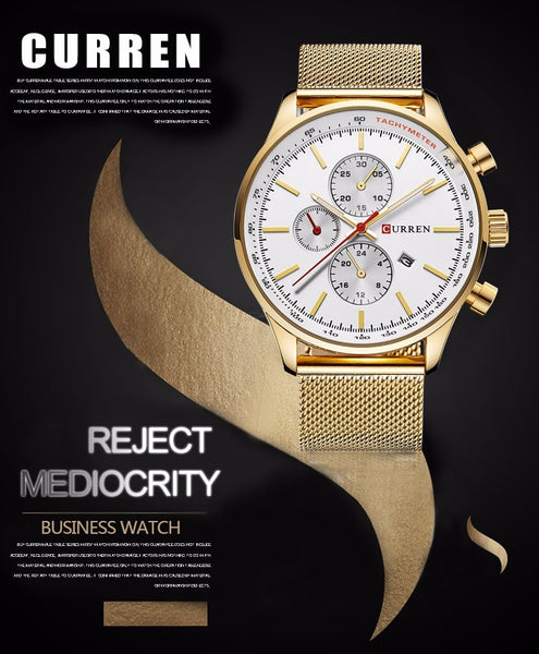 New CURREN Gold Quartz Wristwatches Men Fashion Casual Top Brand Luxury Wrist Wristwatches Wristwatch Male Military Army Sport Steel-kopara2trade.myshopify.com-Watch