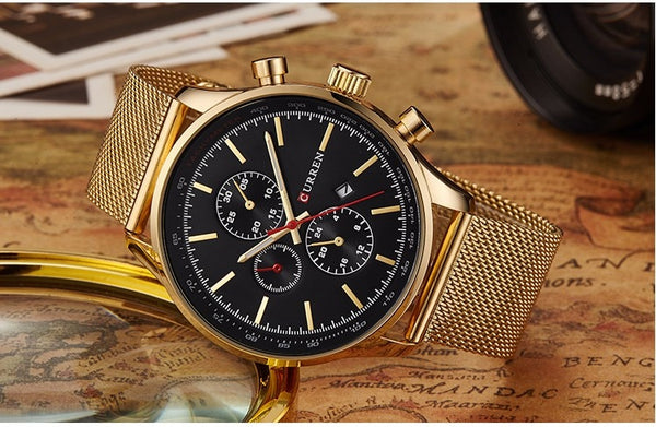 New CURREN Gold Quartz Wristwatches Men Fashion Casual Top Brand Luxury Wrist Wristwatches Wristwatch Male Military Army Sport Steel-kopara2trade.myshopify.com-Watch