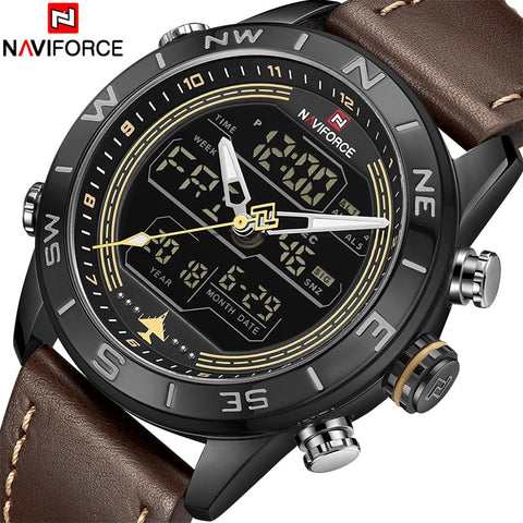 New Men Wristwatches NAVIFORCE Top Luxury Brand Men's Fashion Sport Wristwatch Male Leather Quartz Analog LED  Masculio-kopara2trade.myshopify.com-Watch