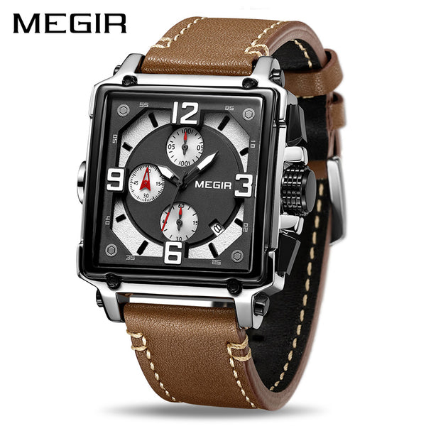 MEGIR Creative Men Wristwatch Top Brand Luxury Chronograph Quartz Wristwatches Men Leather Sport Army Military Wrist Wristwatches Saat-kopara2trade.myshopify.com-