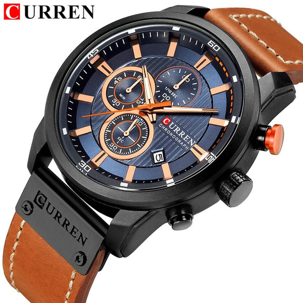 CURREN 8291  Mens Wristwatches Top Brand Luxury Fashion Casual Waterproof Date Genuine Leather Sport Military Male-kopara2trade.myshopify.com-Watch