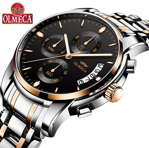 OLMECA Men Wristwatch Luxury Wristwatches  3ATM Waterproof Wristwatches Calendar Wristwatch For Men Stainless Steel Band Saat-kopara2trade.myshopify.com-